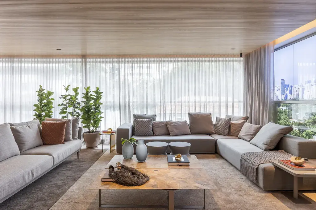 Living Do Apartamento Decorado De 178 M² Do Gio Jardins